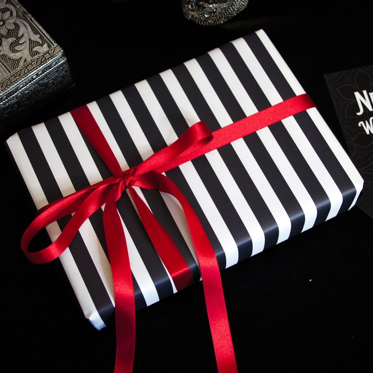 Black and white striped clearance wrapping paper roll