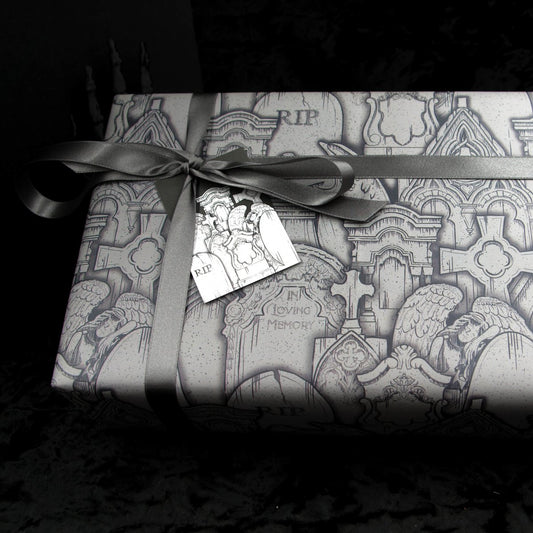 Gothic Flourish Pearl White Wrapping Paper-E2501B